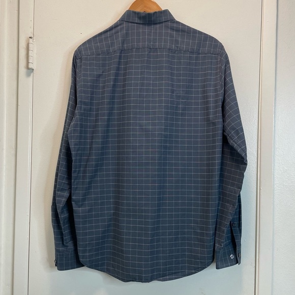 Theory Shirt Adult Large Gray Black Plaid Lightweight Button Up Cotton Mens - Picture 5 of 16